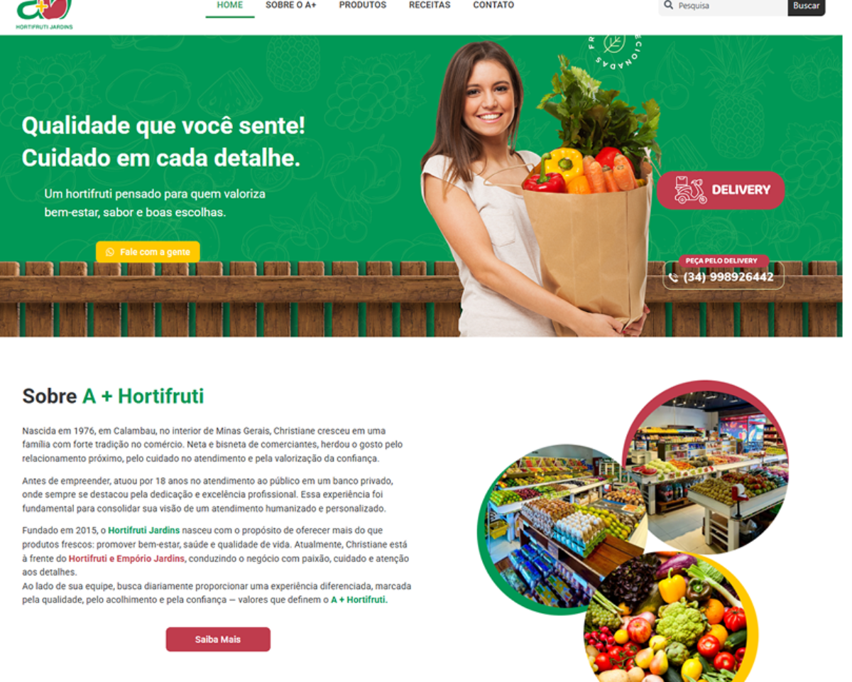 Projeto digital desenvolvido para A+ Hortifruti